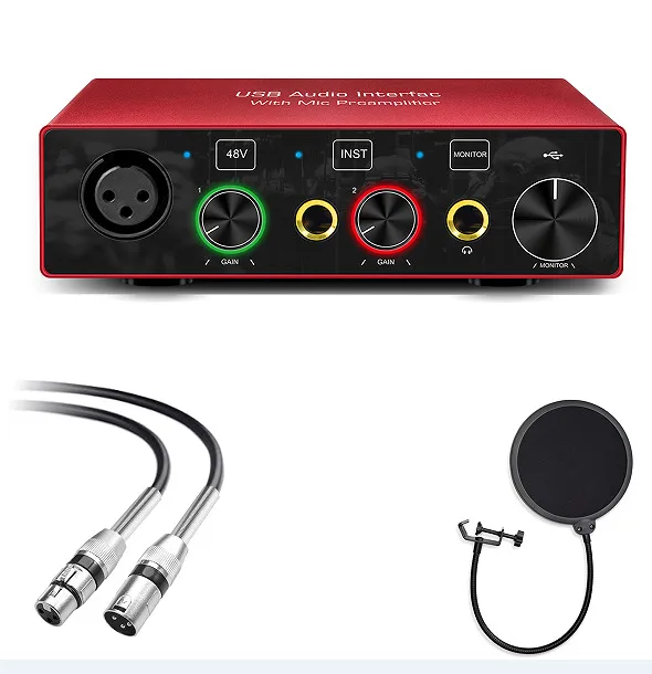 New Audio Interface USB External Audio Recording and Live Broadcast Sound Card