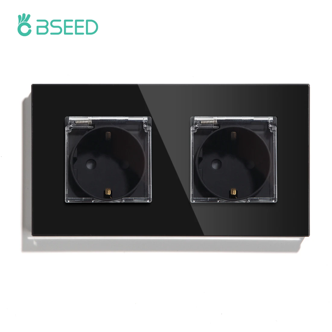 BSEED EU Steckdosen Steckdosen Outdoor Steckdosen Steckdose Mit Kunststoff Abdeckung Wasserdicht Für Badezimmer Glas Rahmen 16A