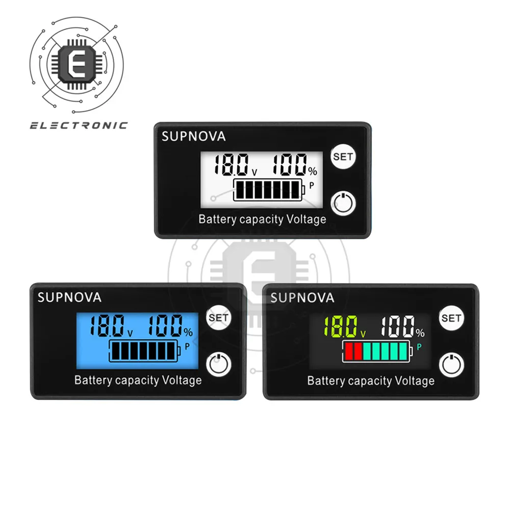 Battery Capacity Indicator DC 8V-100V Lead Acid Lithium LiFePO4 Car Motorcycle Voltmeter Voltage Gauge 12V 24V 48V 72V