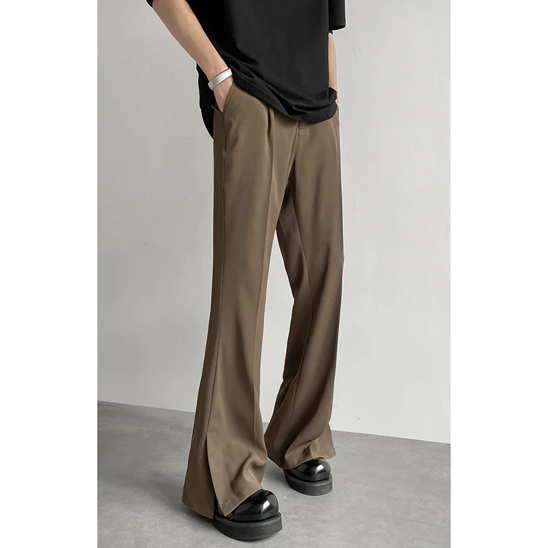 Brown Black Suit Pants Men Fashion Social Mens Dress Pants Korean Loose Casual Flared Pants Mens Office Formal Trousers M-2XL