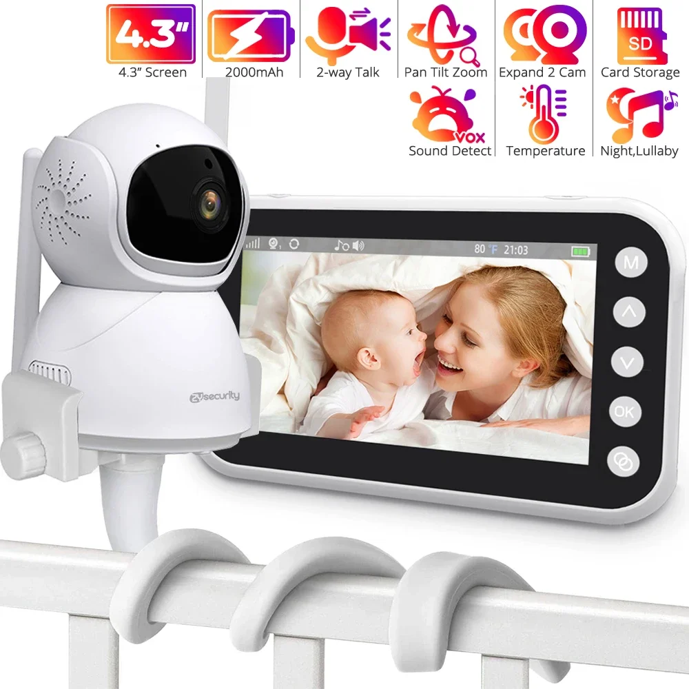 4.3 Inch Video Baby Monitor with Camera PTZ 2000mAh Battery VOX Mode Baby Phone No WiFi Auto Night Vision 2-way Talk Babysitter