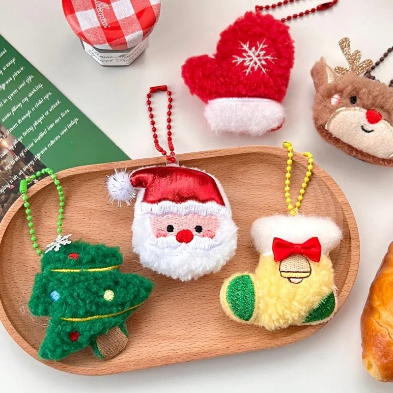 Lindo colgante de juguete de peluche de Navidad árbol de Navidad muñeco de nieve Santa Claus muñeco pequeño llavero mochila encanto colgante Поkejuden П®дарки