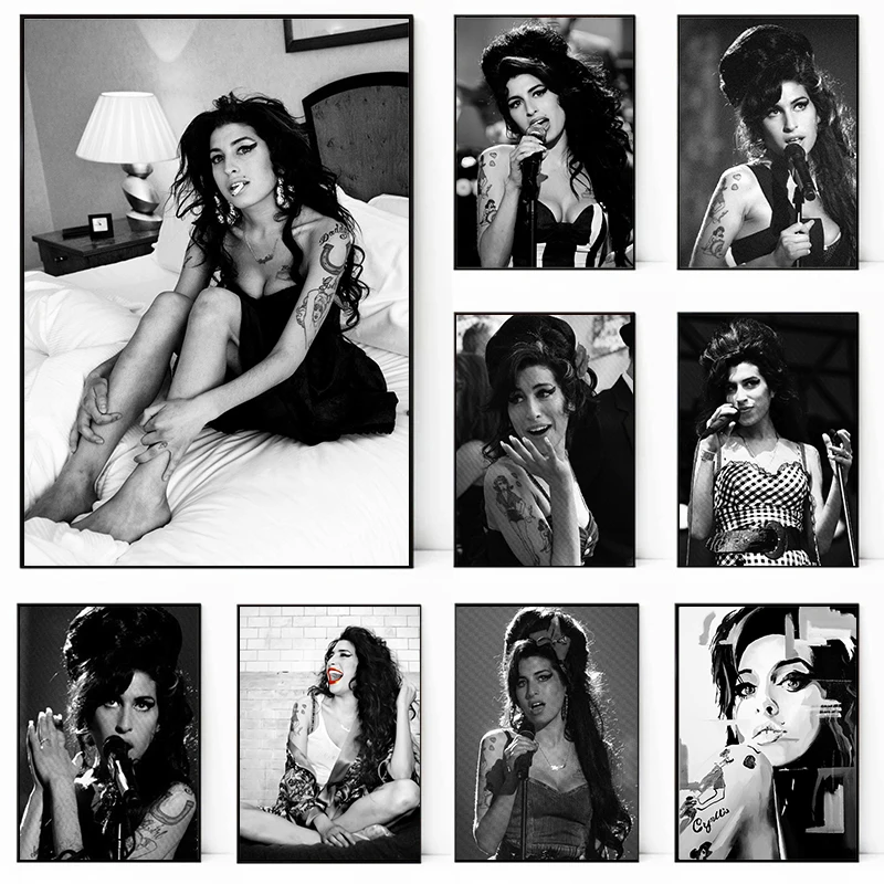 Famous Music Singer Amy Winehouse Vinatge Fashion Posters Canvas Painting and Prints Wall Art Modern Picture for Room Home Decor