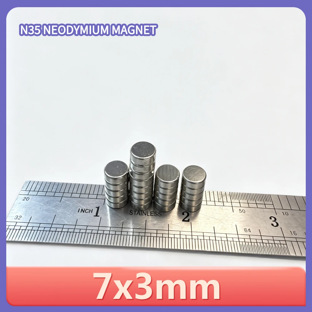 7*3 mm Neodymium Magnet Disc 7X3mm N35 NdFeB Dia 7X3 Small Magnets For Craft 7mm X 3 mm Strong Magnet Permanent Magnet