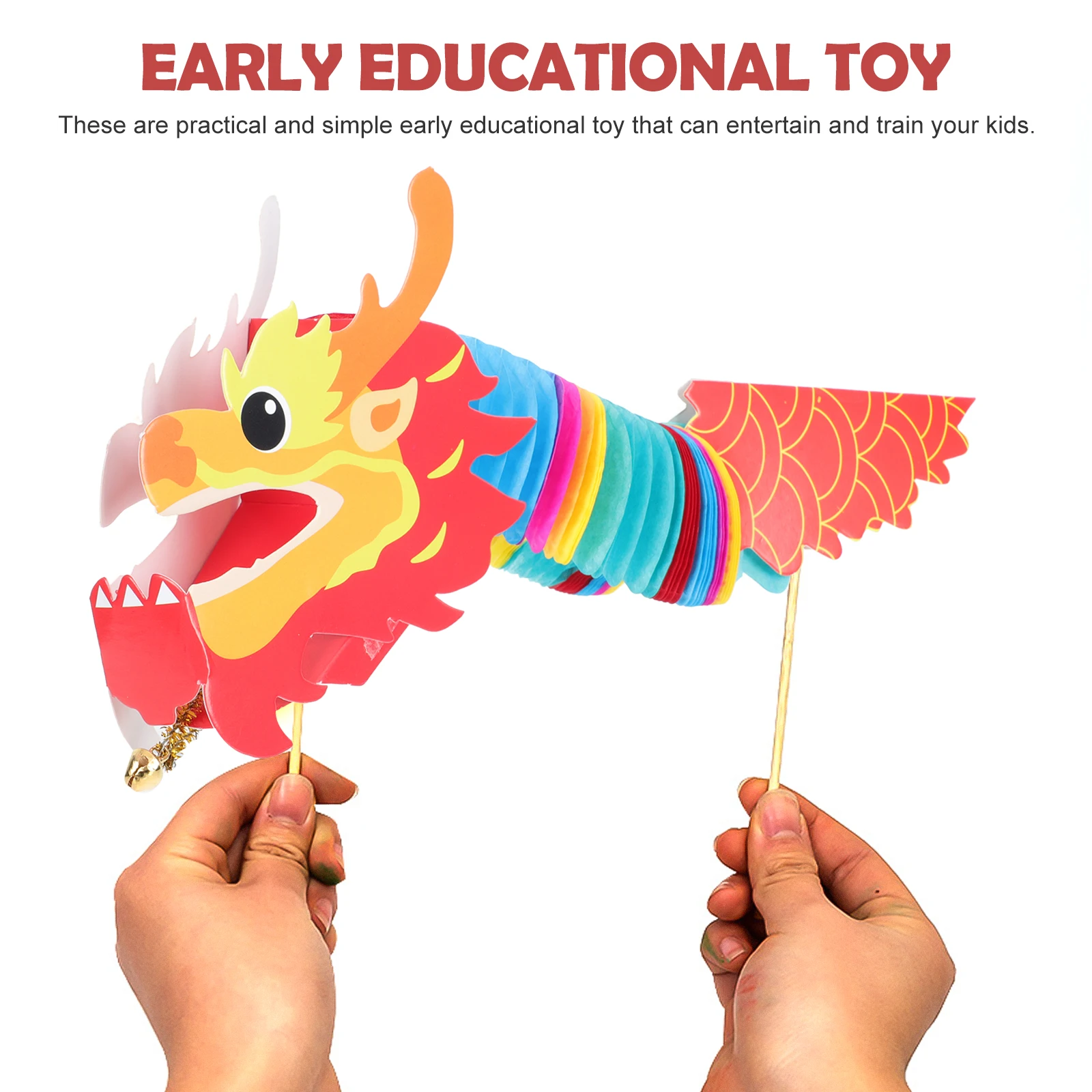 

6 Sets Children's Handmade Dragon Paper Material Bag Kids Toys Chinese Crafts New Year Puzzle
