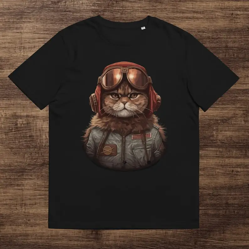 

Pilot Cat tee Regalo para el propietario del gato Diseño de camiseta gráfica Aviator cat camiseta Funny Gift Idea para Cat Perso