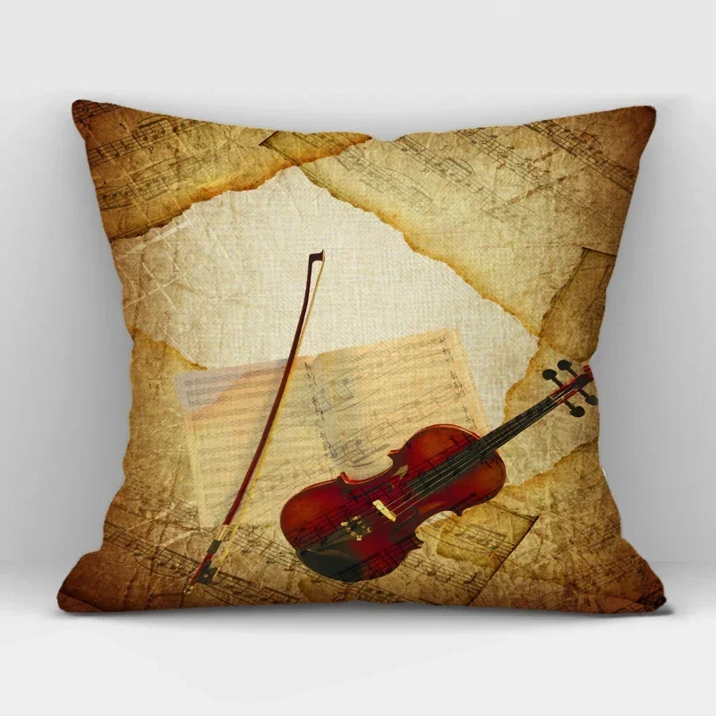 1pcs/Set Music Series Printed High Qulity Linen Decorative Pillow Case Black White Cushion Cover Car Seat Sofa Decor 45x45cm