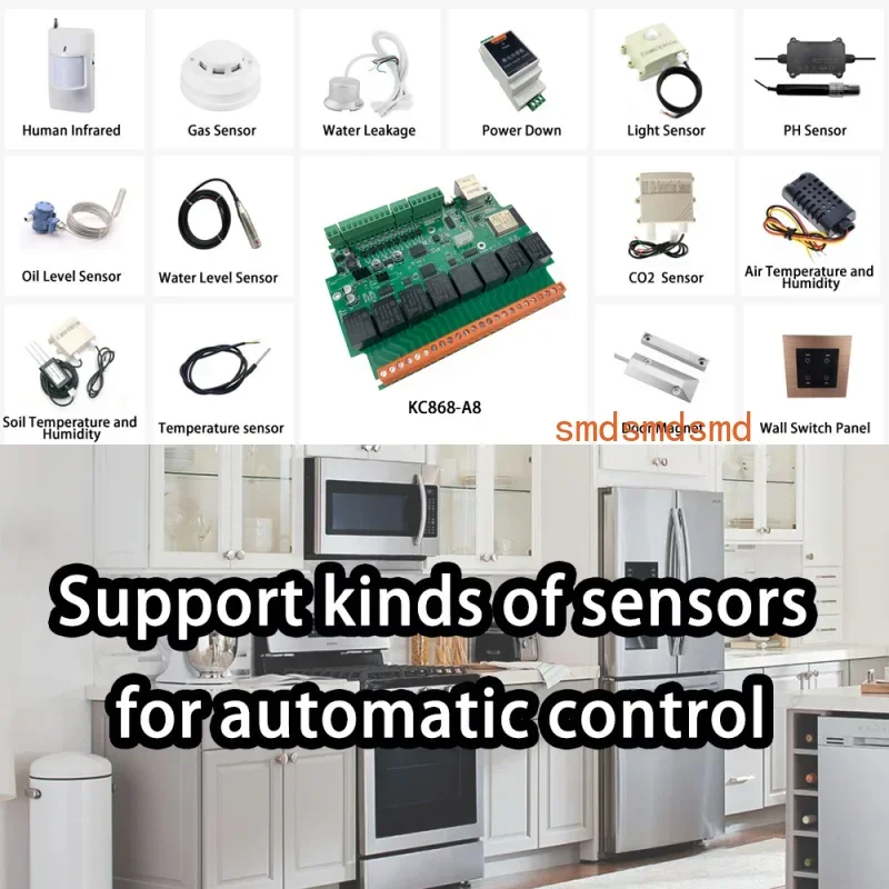 Kc868 Controller KC868-A8 ESP32 Wifi/Ethernet RS232 USB Relay Module ADC DAC RF 433M Temperature IDE view 4
