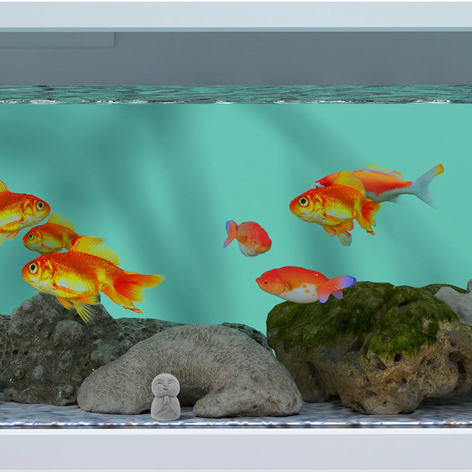 Buddha Sculpture Fish Tank Decor Pastel Asian Buddhist Statue for Home Chinese Figurine Outdoor