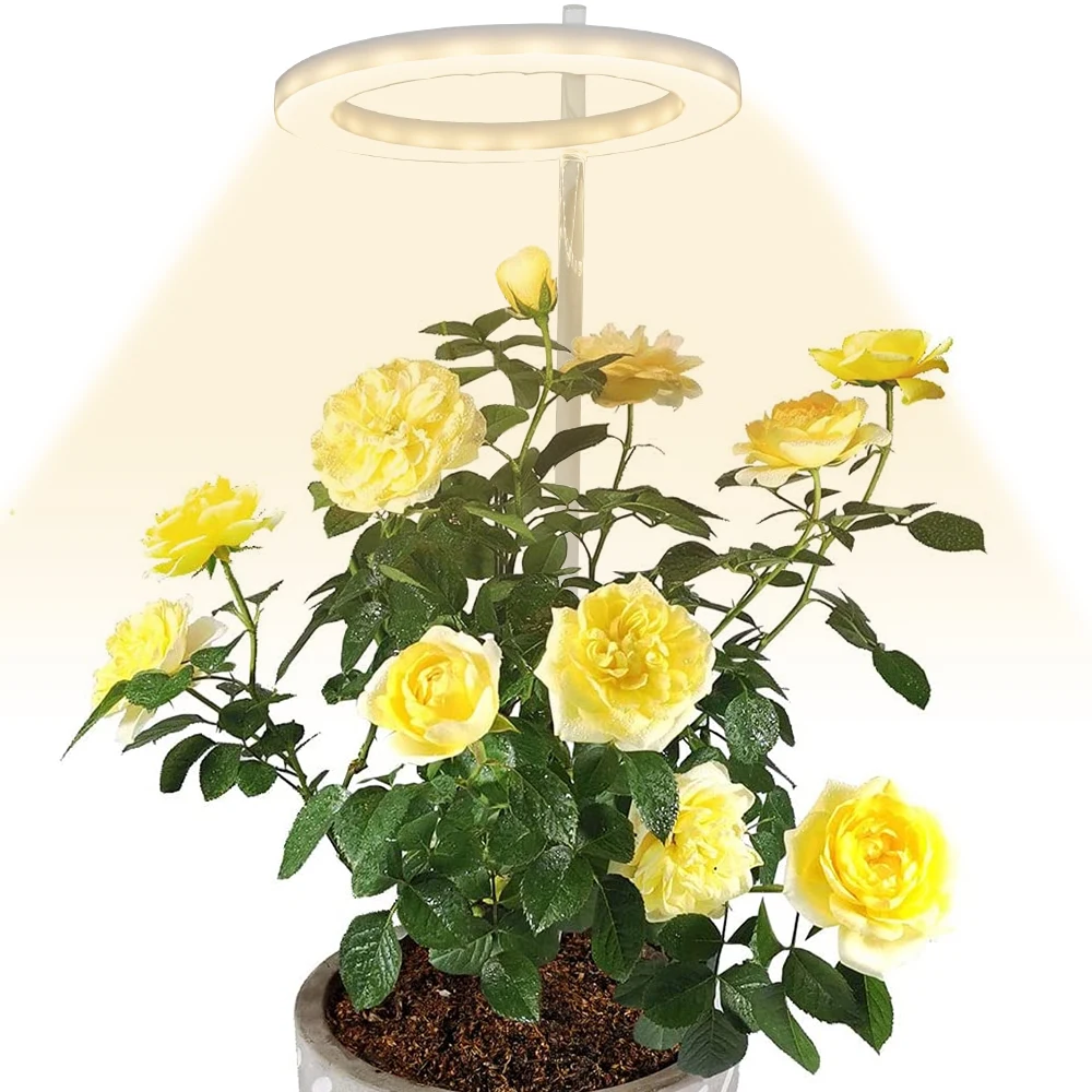 20LEDs Ring Grow Lights Indoor Plants Full Spectrum Height Adjustable Plant Light for Indoor Plants 5V USB Growing Lamp
