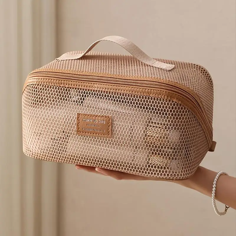 New Net Yarn Mesh Translucent Makeup Bag Large Capacity Pillow Travel Essential Toiletry Pouch Multi-Functional Use Makeup Bag