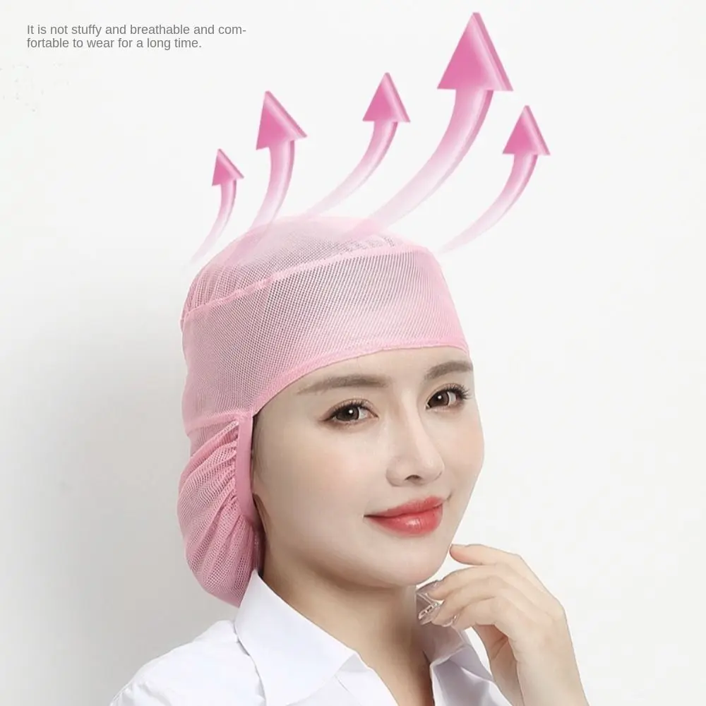 Comfortable Breathable Mesh Mesh Work Cap Elastic Back Wide Brim Chef Work Hat Adjustable Fit Food Service Cap Bakery Work