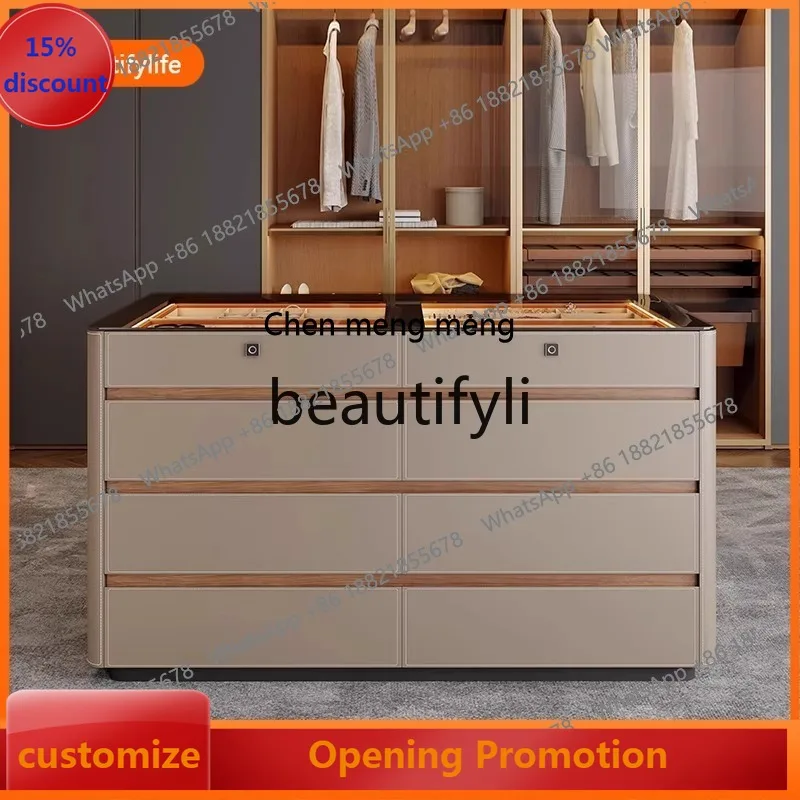 

B7304 ss Cloakroom Island Cabinet Light Luxury Home Bedroom High-end Storage Cabinet Custom Jewelry Display Cabinet