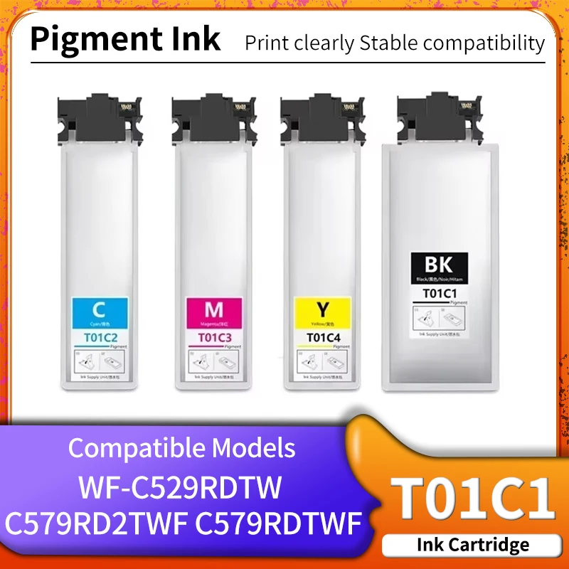 1-4pcs T01C T01C1 T01C4 Ink Bag Compatible For Epson WF-C529R C579R 529 579 WF-C529RDTW WF-C579RDTW C579Ra Pigment ink Cartridge