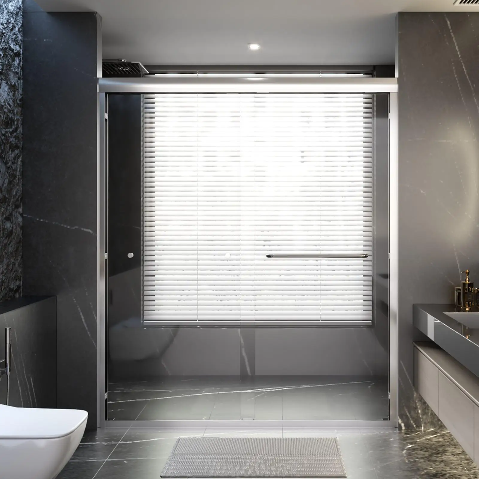 

High Durability Chrome Sliding Shower Door, 56-60" Adjustable Width, 6mm for Showering