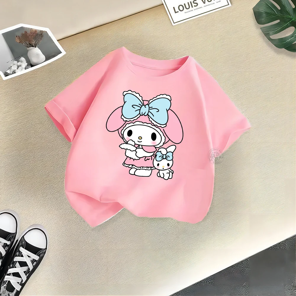 Sanrio Youth Summer Clothing 100% cotton T-shirt Big eared dog print Children\'s casual cotton T-shirt Boys girls Short sleeve Ha