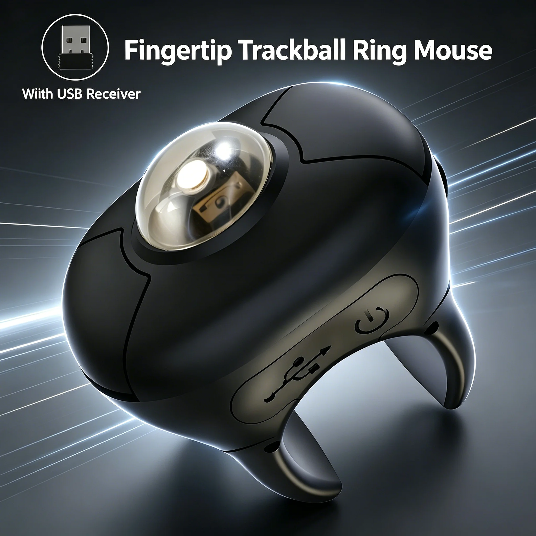 Fingertip Trackball Ring Mouse Dual-mode 2.4G+Bluetooth Remote Control Mice For Short Video/PPT Speech/In-Vehicle Display Screen