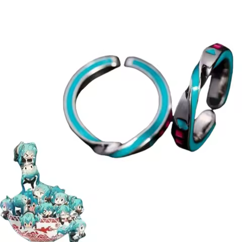 Hatsune Miku 925 Silver Anime Boutique Ring Cute Anime Cartoon Two-dimensional Peripherals Mobius Single Loop Ring Jewellery