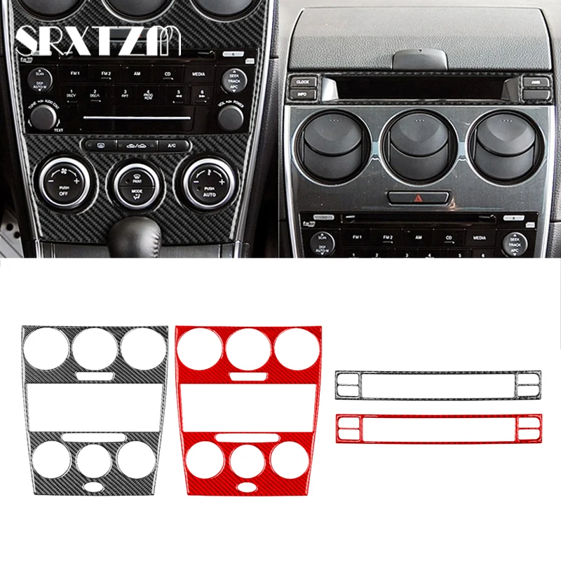 Carbon Fiber Car Accessories For Lhd Mazda 6 2006 2007 2008 Centrol Air Outlet Radio Panel Cover Trim Sticker