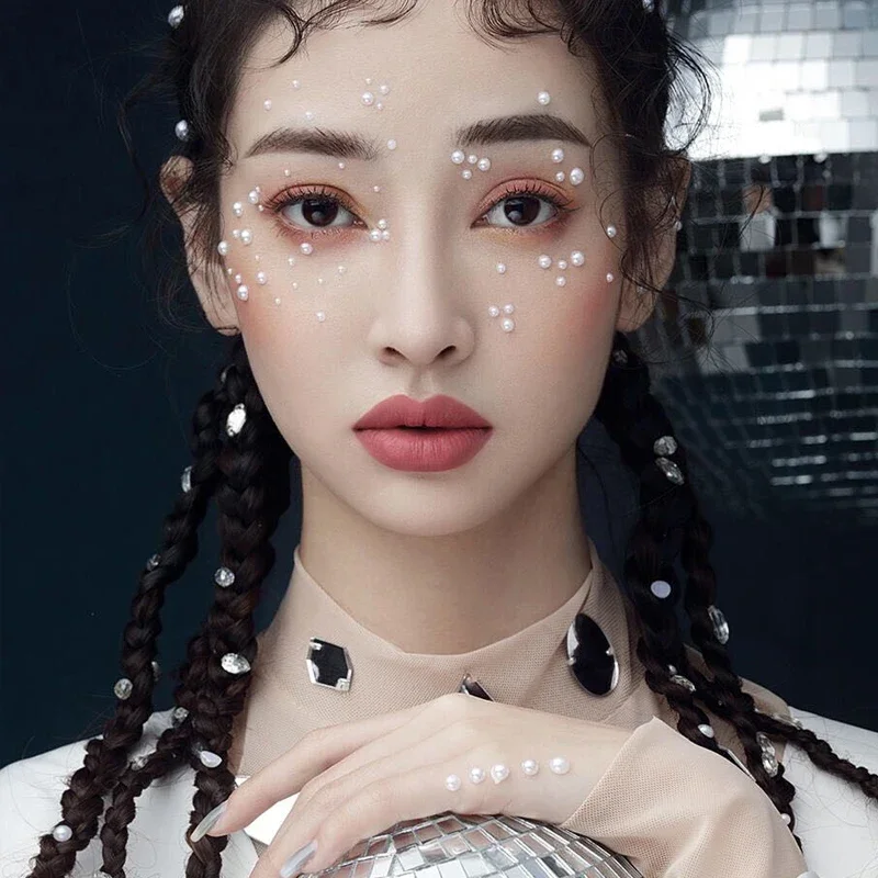 Autocollant auto-adhésif yeux larmes maquillage, brillant diamant perle biscuits, scène lumineux cristal fête, bricolage visage, 1 pièce