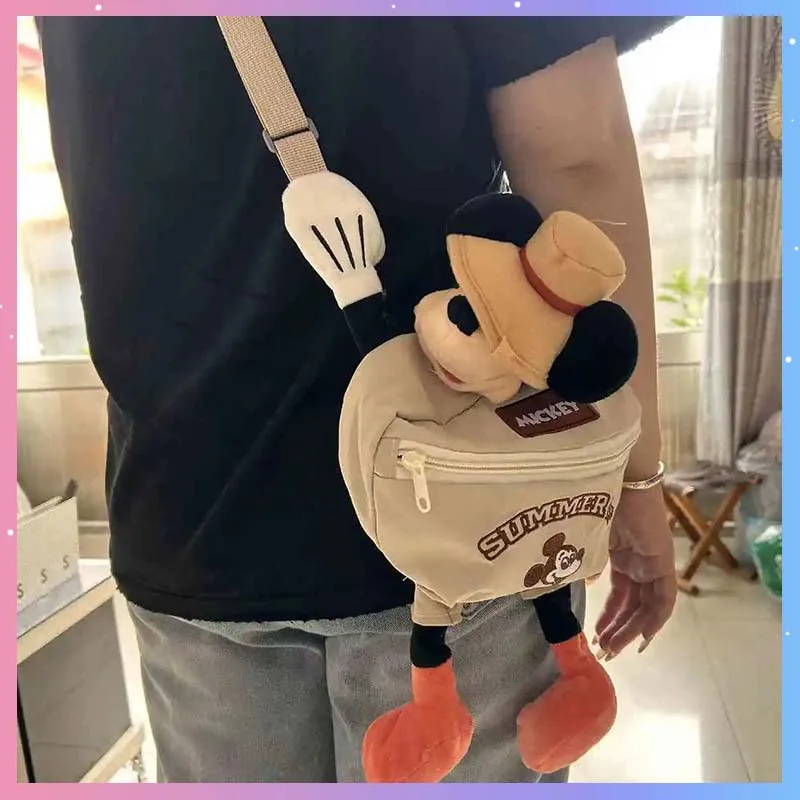 

Mickey Figure Shoulder Bag Disney Cartoon Cute Crossbody Bag Casual Fashion Kawaii Chest Bag Young Women Men Outdoor Bag Gift