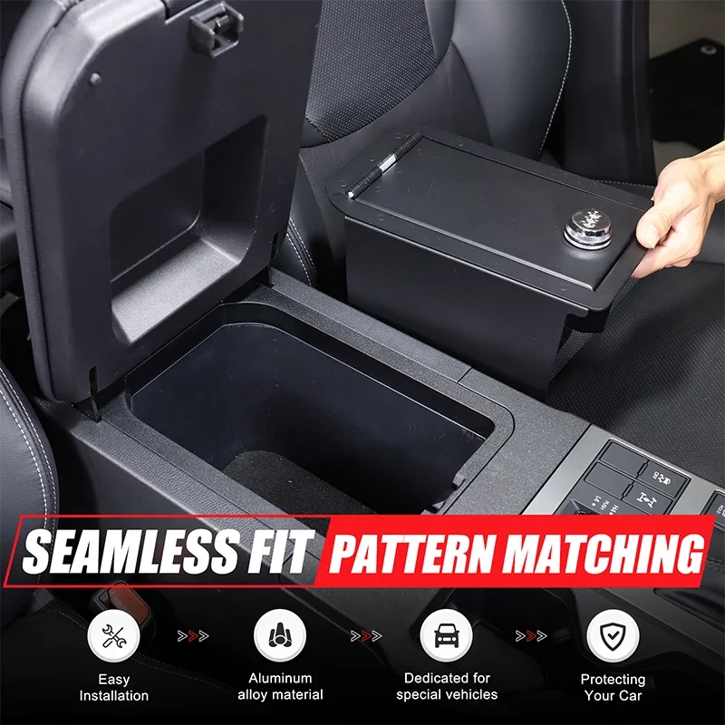 For Toyota Land Cruiser Prado 250 LC250 2024+ Black  Car Armrest Storage Privacy Password Lock Security Safe Box Accessories
