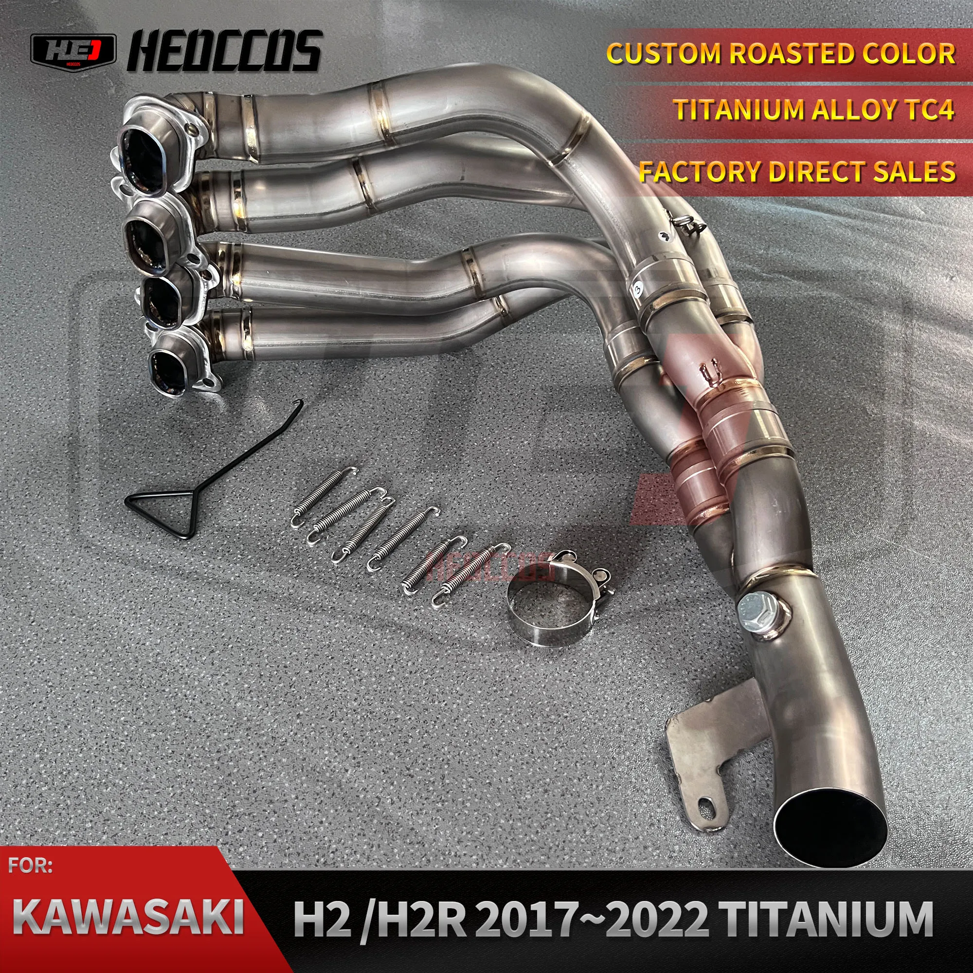 HEO Sports modification exhaust for Kawasaki H2 H2R 17~23 titanium alloy exhaust pipe motorcycle exhaust