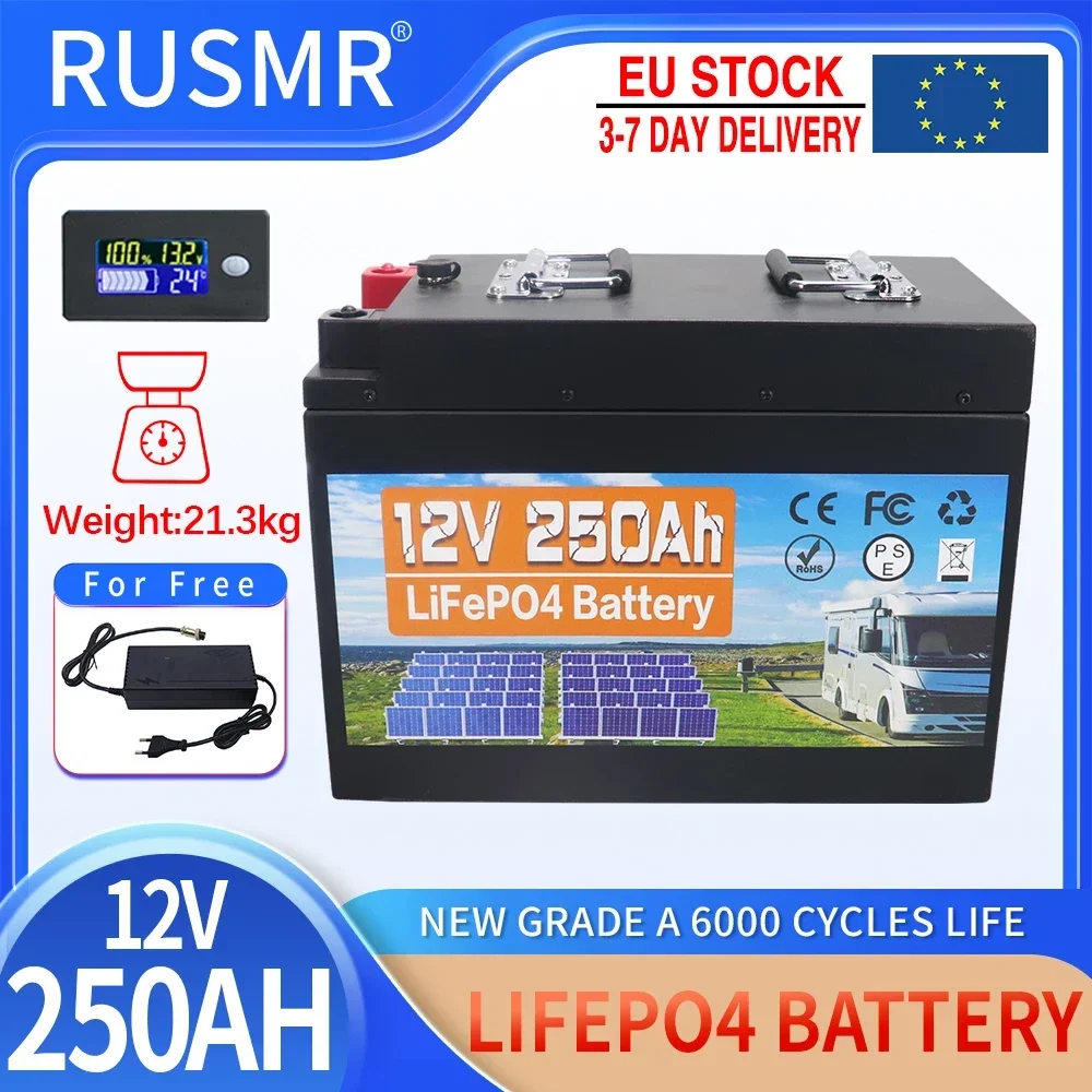 12V 24V 100AH 200AH 250AH 500AH LiFePO4 Lithium Iron Phosphate Battery Built-in BMS For Outdoor Campers Golf Cart Solar TAX FREE