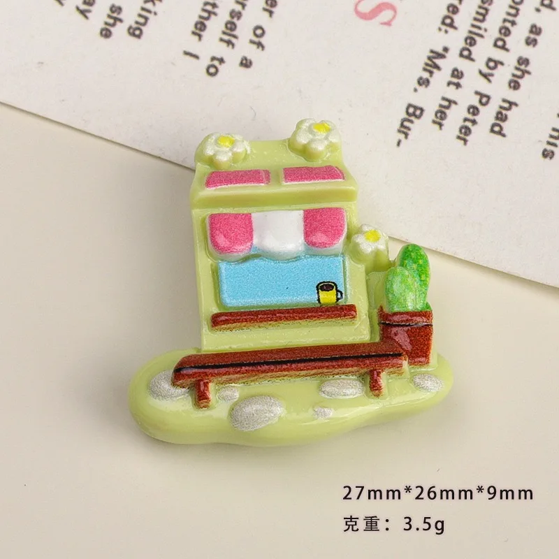 Garden Flower Window Resin Cabochon 10pcs Flatback House Embellishments for DIY Jewelry Making Wholesale Decoration Accessory