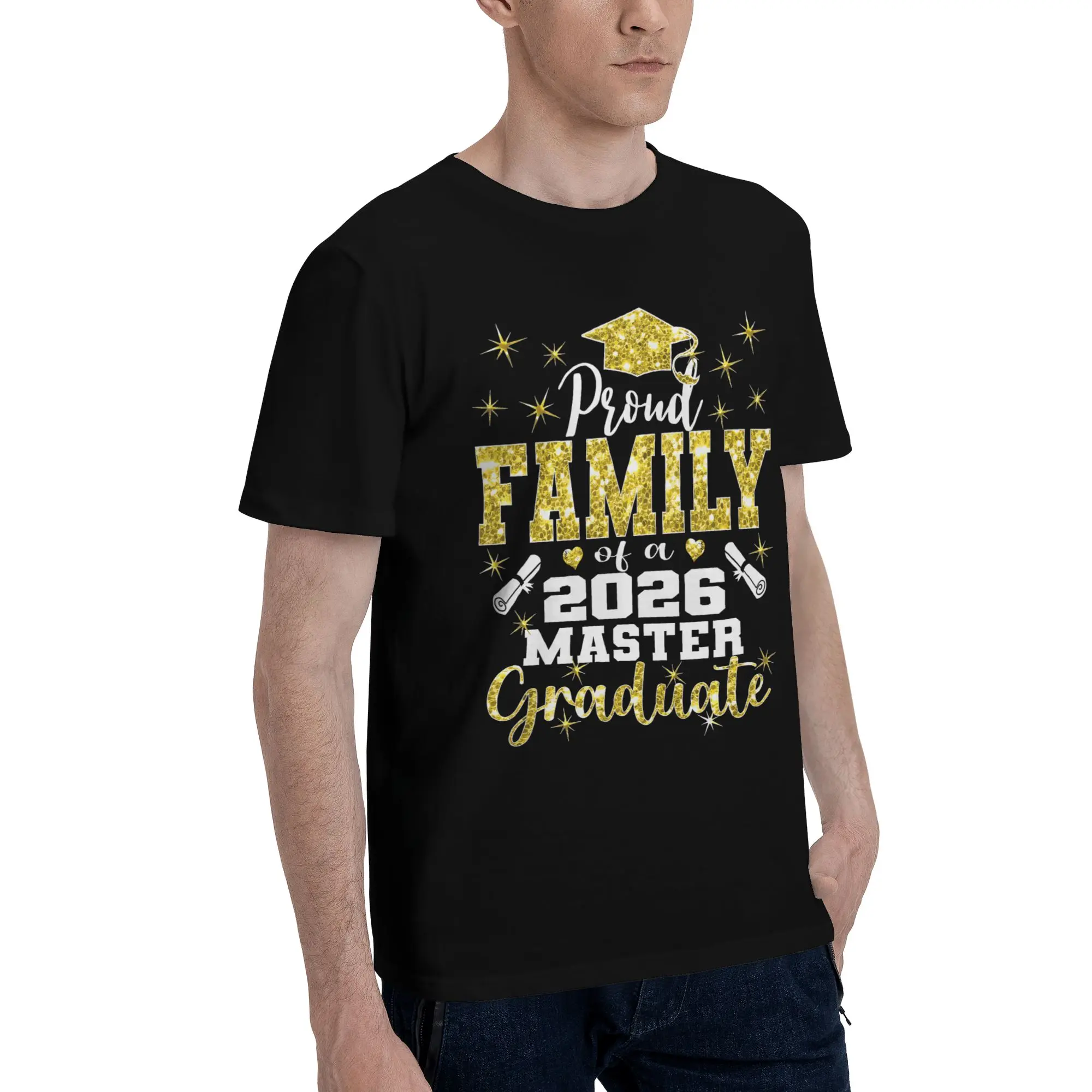 Proud Family of 2026 Class Master Graduate Family Graphic 100% Cotton T-Shirt class of 2026 Tops Tees For Men