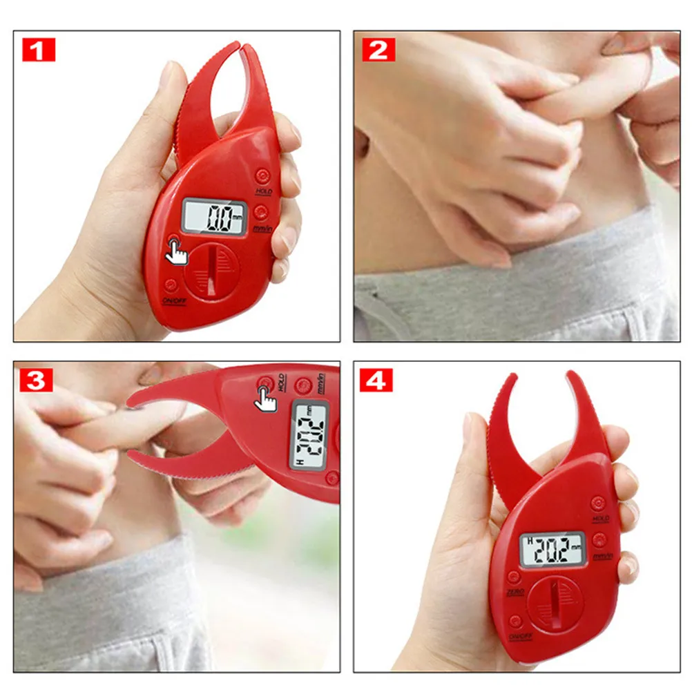 

Измеритель жира в организме (калипер) с ЖК-дисплеем, серебристый, точный, надежный, портативный, анализатор жировых отложений, фитнес-трекер