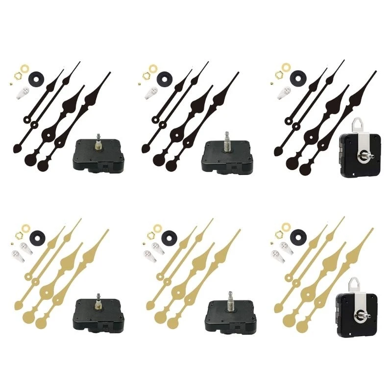 2025 New DIY Clock Making Supplies Long Shaft High Torque Movement with 2 Pack Long Spade Hands and Fitting Tool for Wall Clocks