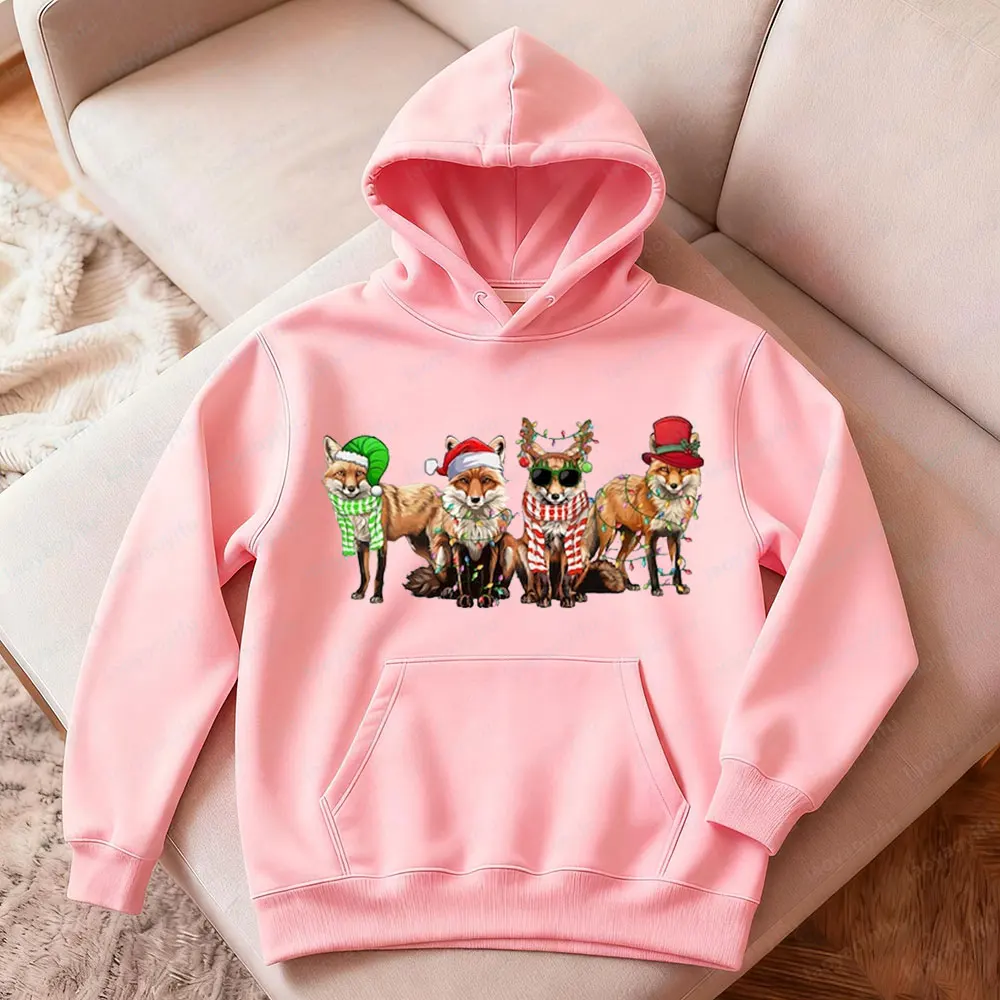 

Рождественский свитшот с лисой, милая лиса, рождественские повседневные толстовки унисекс для мужчин и женщин, модная праздничная одежда, подарочная одежда для любителей лисы