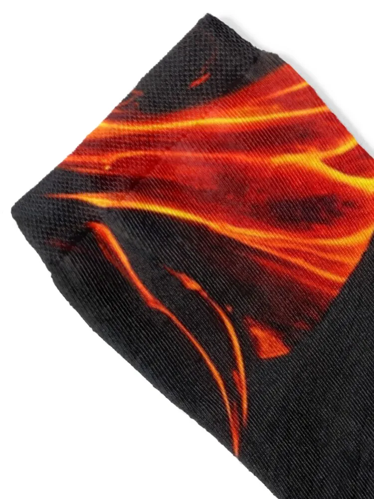 Fire Pattern - Lava Rock River Iceland At Volcano Socks Novelties winter thermal with print winter gifts Girl'S Socks Men's