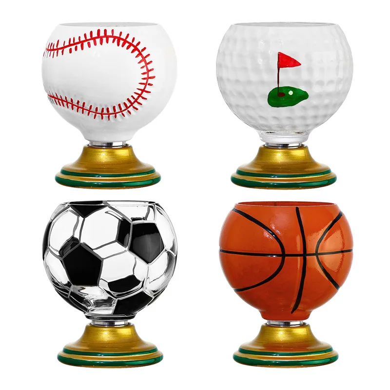 New Arrival Rotating Football Glass Beer Cup Hand Painted Decompression Whiskey Glass Ball Gift for Soccer Fans