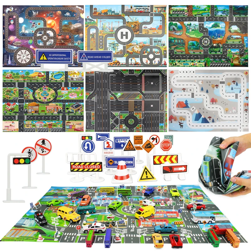 

Baby Parking Lot Map Game Mat Creeping Mat Pretend Play Traffic Safety Awareness Developmental Toys Children Birthday Gifts TMZ