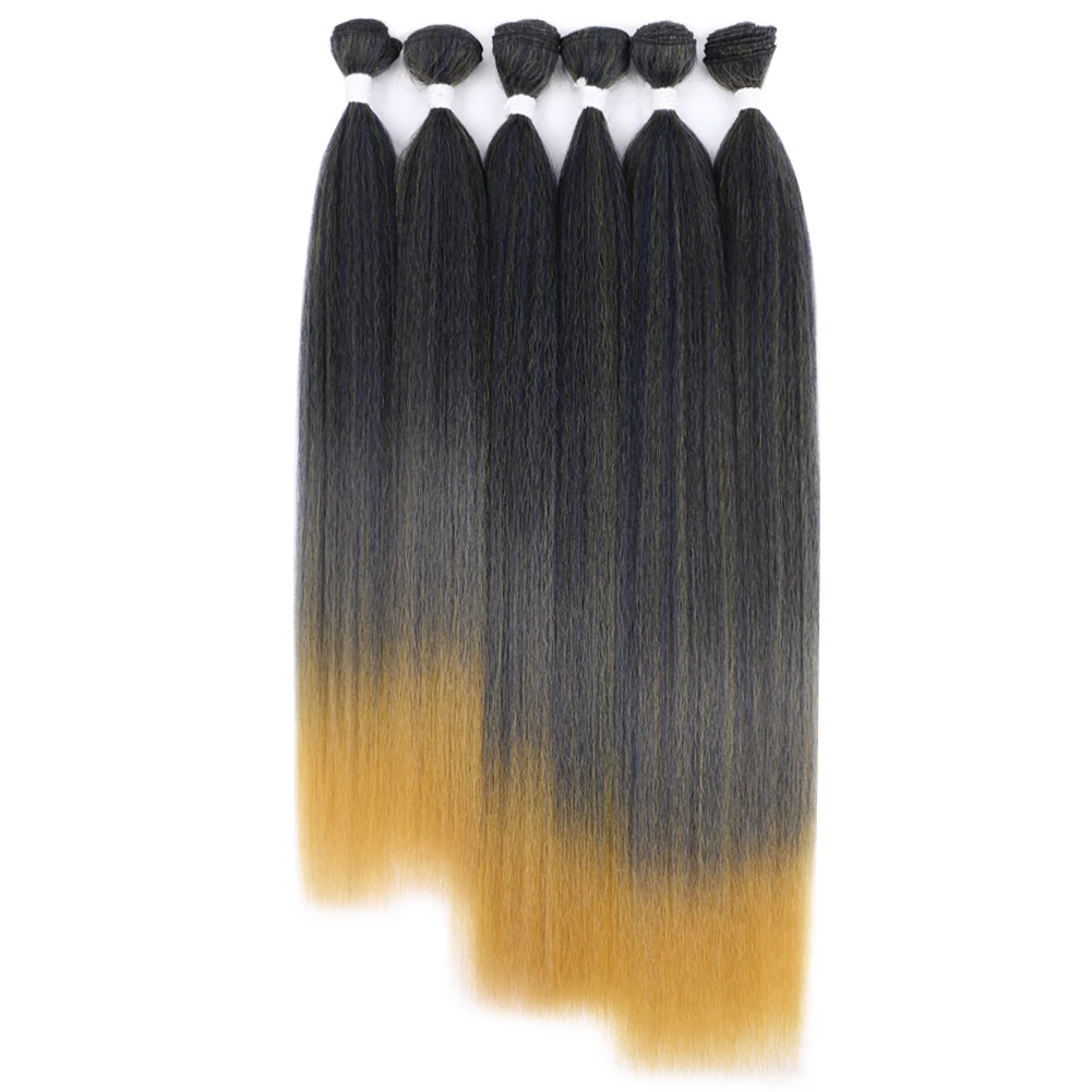 Bellqueen Synthetic Straight Hair Bundles Double Weft Soft Natural Ombre Hair Weaving High Temperature Fiber Hair Extension