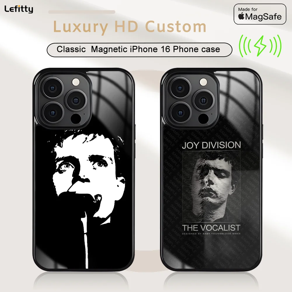 

J-Joy D-Division Band Phone Case For iPhone 16 15 14 13 12 11 Pro Max Plus Mini Magnetic Magsafe Wireless Charging Cover