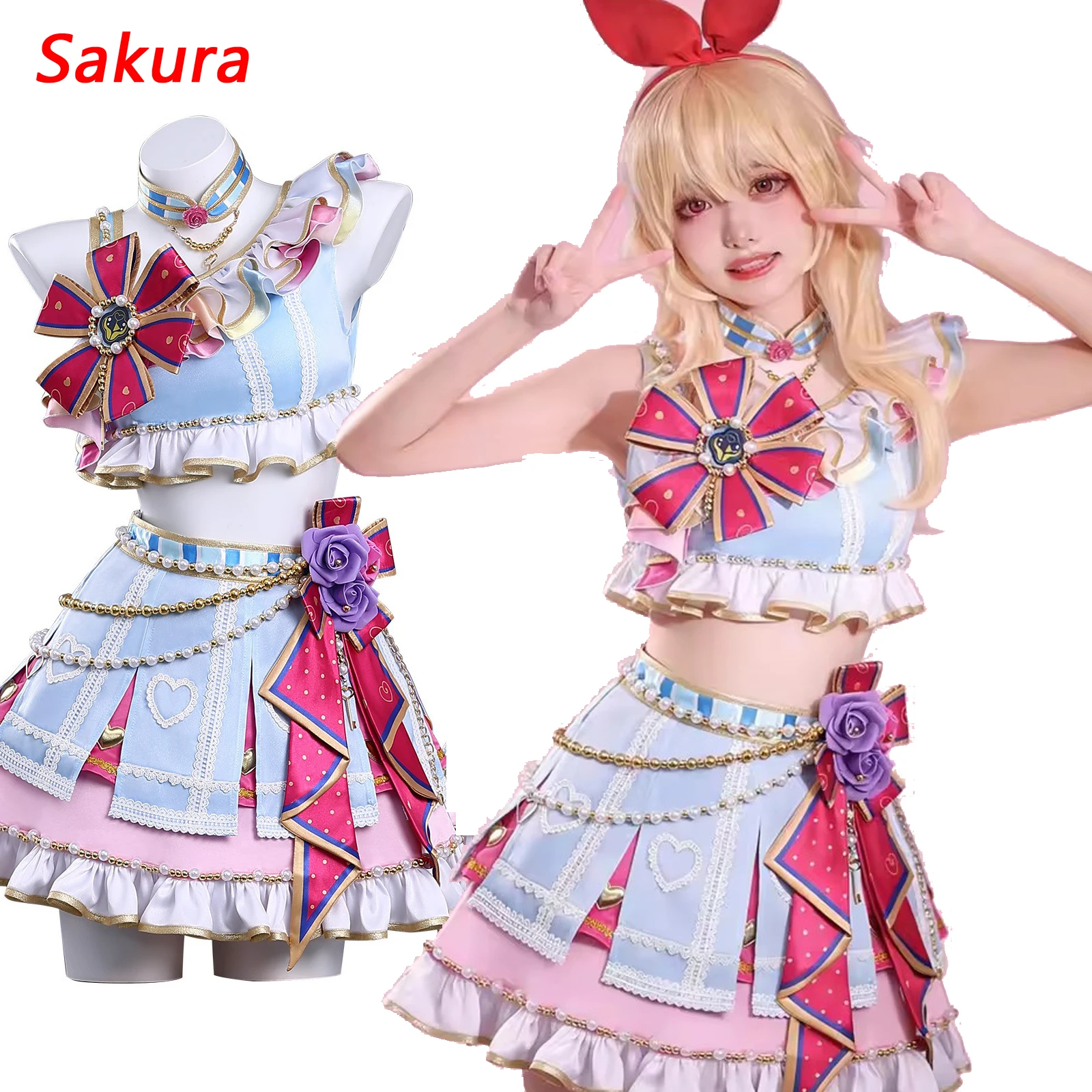 

Aikatsu! Hoshimiya Ichigo Cosplay Costume Girls Lolita Dress Halloween Christmas Party Cos Convention Uniforms Anime Clothing