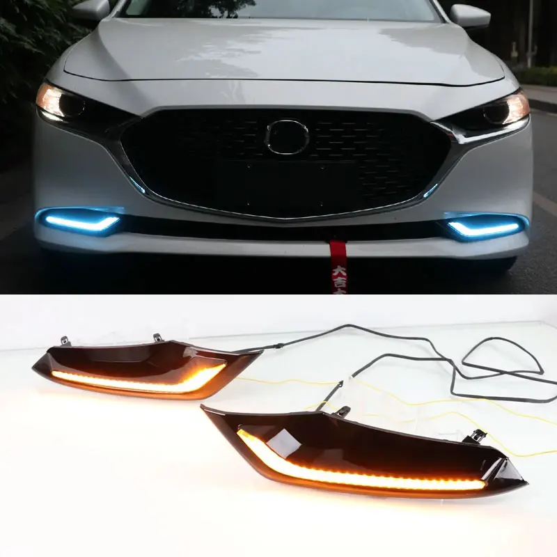 

Автомобильные мигающие 2 шт. автомобильные DRL светодиодные дневные ходовые огни для Mazda 3 Axela 2019 2020 с желтым указателем поворота