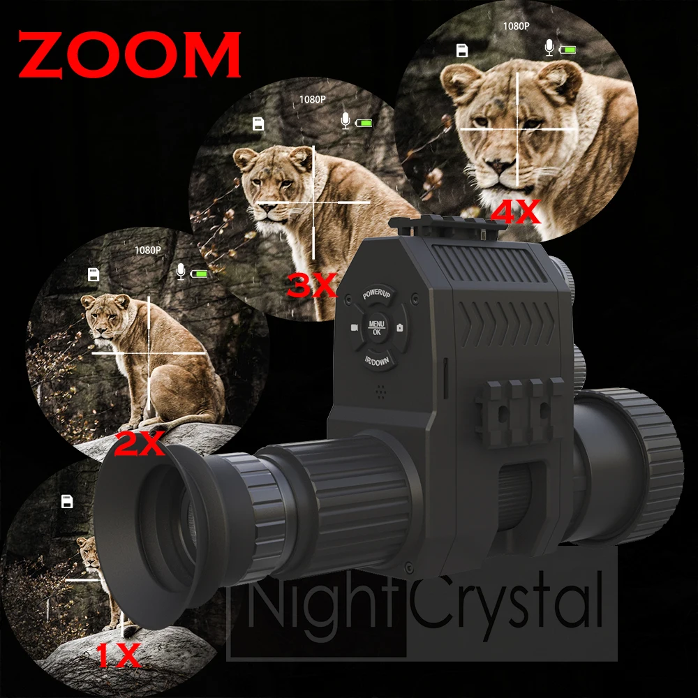 Megaorei 4B NK007 Plus Integrated 1080p Night Vision Scope Hunting Camera Monocular Clip on Attachment 850nm IR 400m View Range