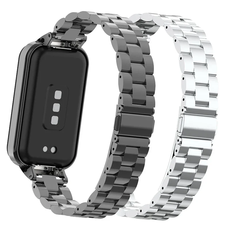 Metal Strap For Xiaomi Smart Band 8 Active StrapFor Redmi Smart Band 2 Bracelet Metal Stainless Steel Watchband Case Protector