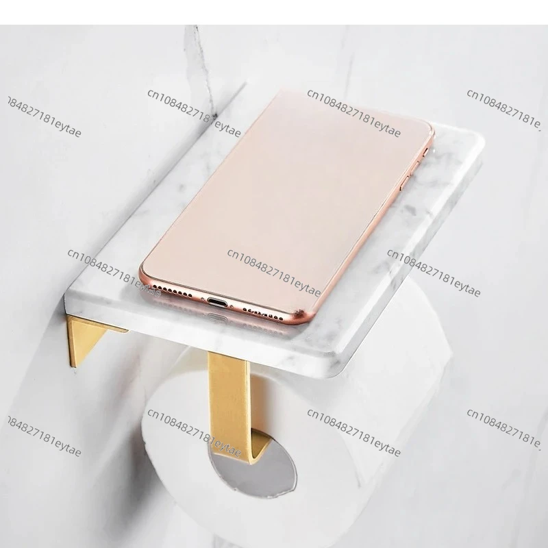 Marble Paper Towel Holder Metal Toilet Roll Tissue Rack Wall Mounted Storage Household Bathroom Shelves