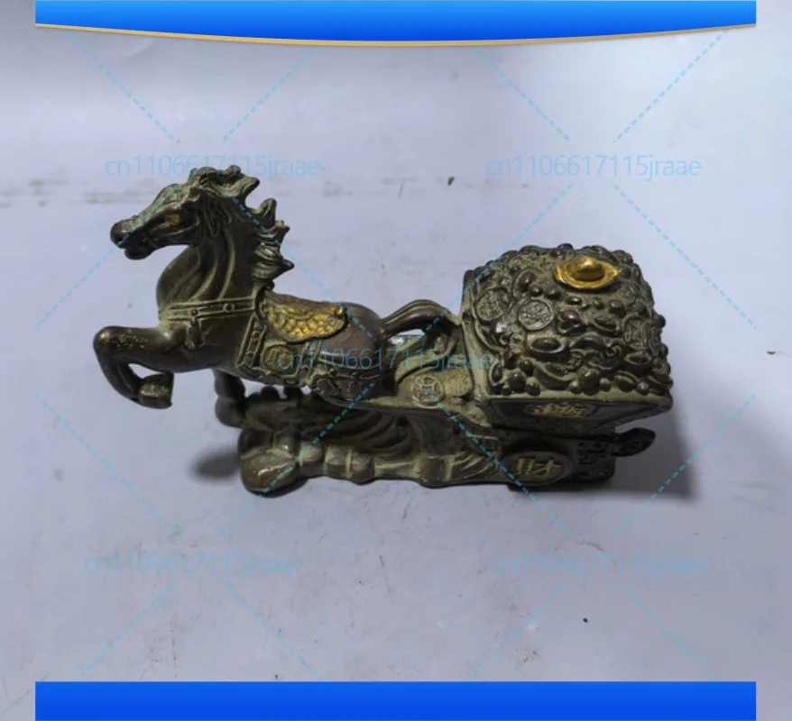 Pure copper horse pulling gold ingots, starting a carriage to attract wealth, immediately getting rich, office living room decor