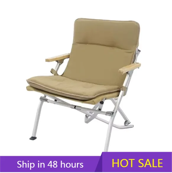

YTYIN Camping Portable Canvas Folding Wooden Deck Chair Aluminum Foldable Beach Chairs with Adjustable Seat