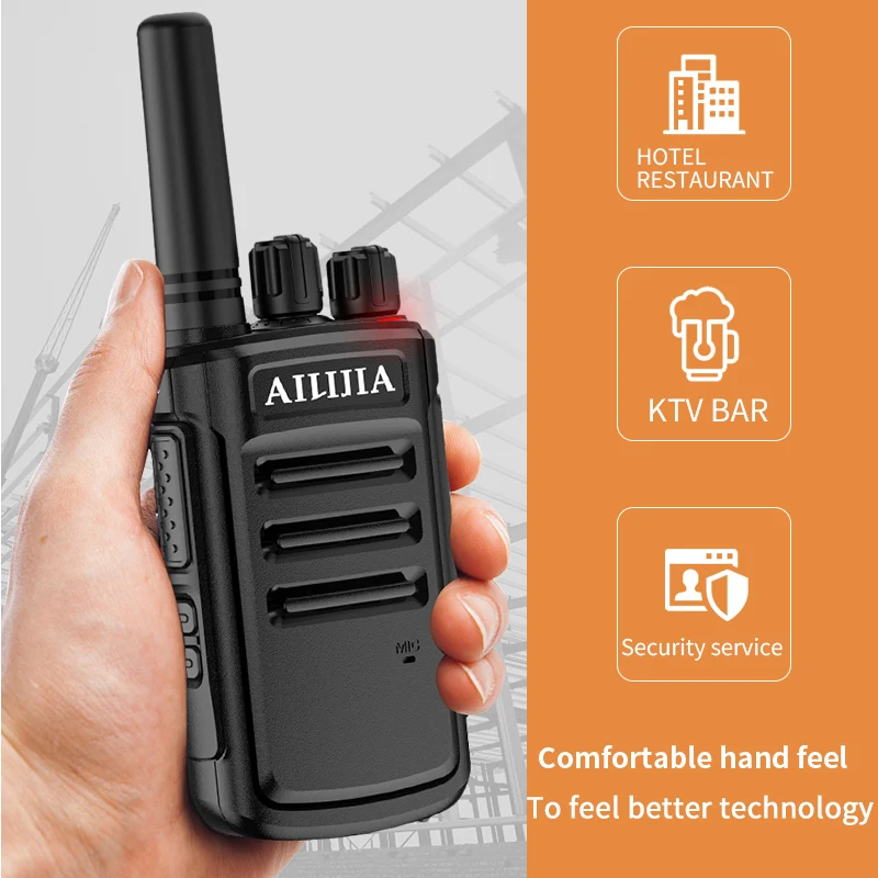 Mini Walkie Talkie Ailijia Q3 przenośne Radio dwukierunkowe Comunicador z jednym klawiszem dekodowanie automatycznego daleki zasięg częstotliwości dla hotelu