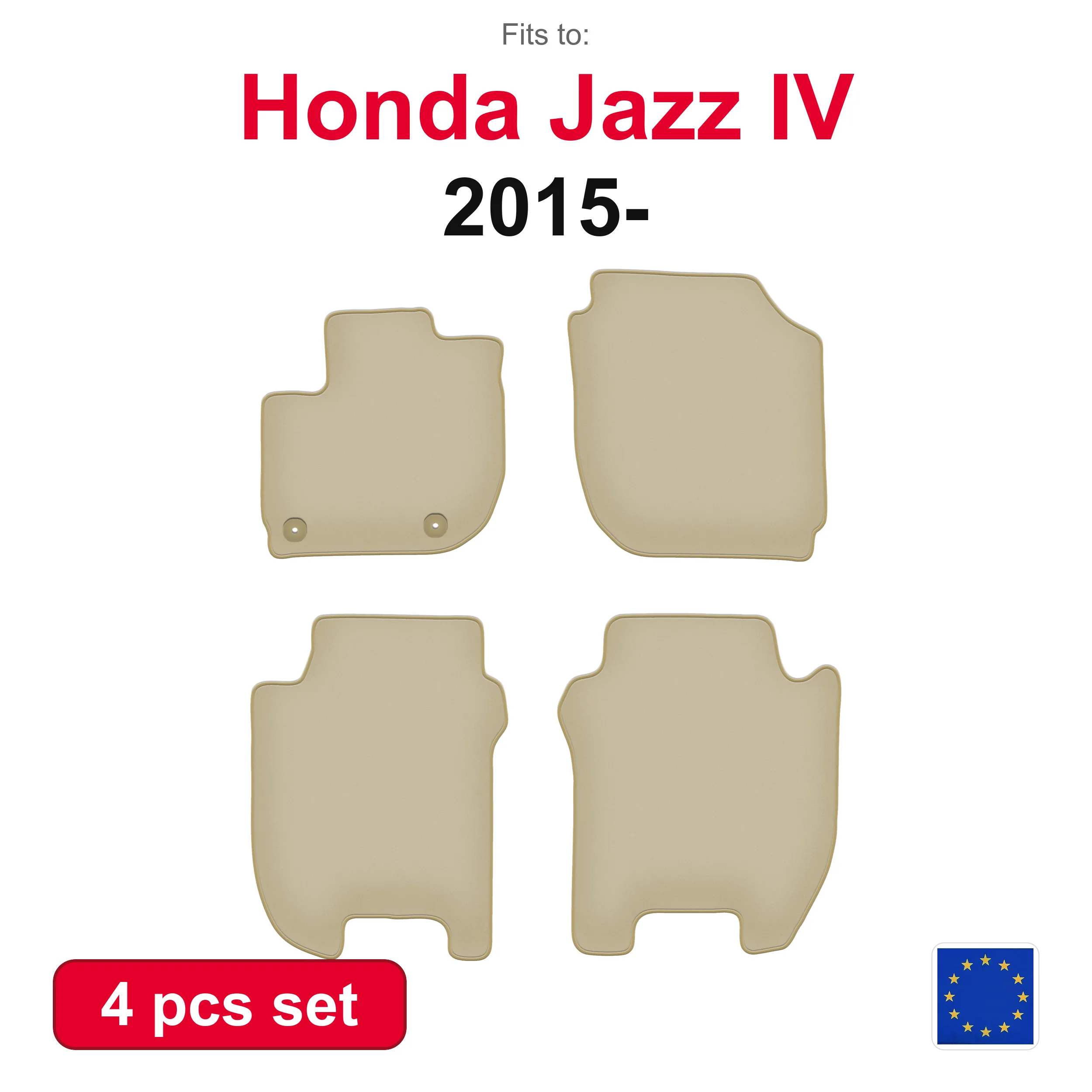 PREMIUM Car Vaureus Teppiche für Honda Jazz IV Schrägheck (2015-) – beige, 4-teiliges passgenaues Autofußmatten-Set