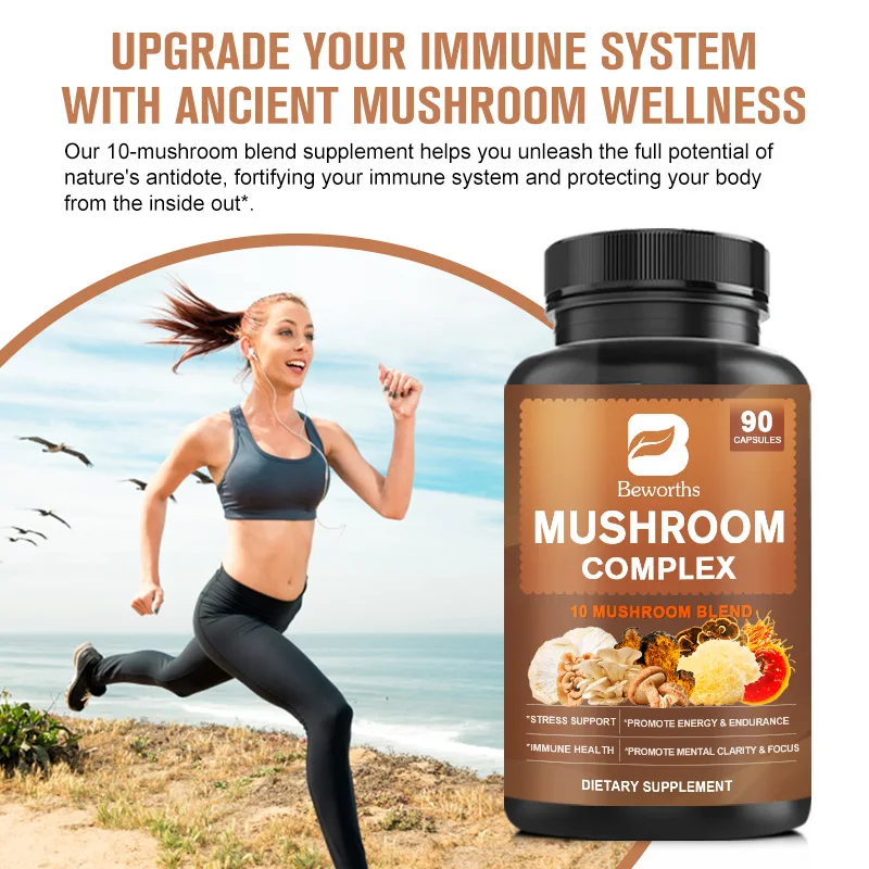 BW Reishi Ganoderma Cordyceps Militaris Sinensis Extracts Mushroom Complex Pills Energy Support Improve Health Immune System