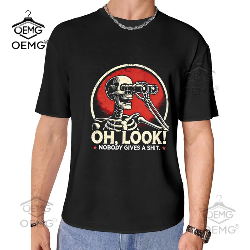 

Men's 100% Cotton Funny Skull T-Shirt 'Nobody Gives A Shit' Graphic Tee, Multiple Colors & Sizes Vintage Cotton Short Sleeve Top
