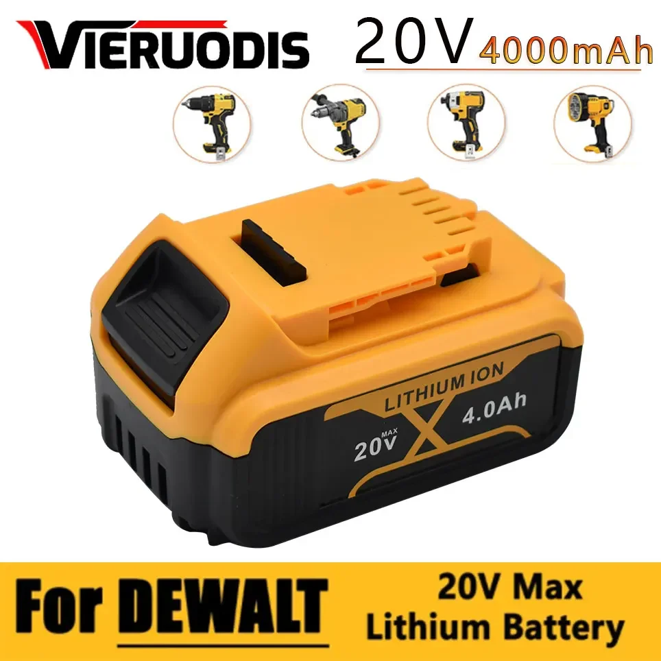 For Dewalt 20V Battery 4.0Ah Replacement Battery For Dewalt DCB200 Rechargeable DCB206 DCB207 DCB204 Power Tool Battery